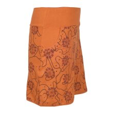 Vishes - Damen Baumwoll-Rock, 70er 80er Jahre Retro Blumen Muster bedruckt Taschen  orange 42