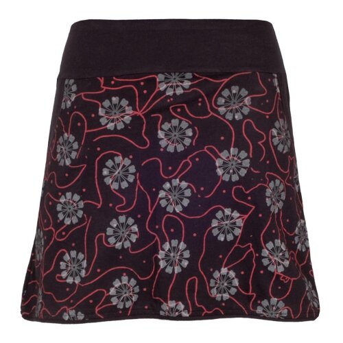 Vishes - Damen Baumwoll-Rock, 70er 80er Jahre Retro Blumen Muster bedruckt Taschen  schwarz 48-50