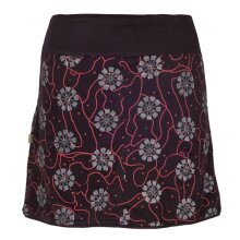 Vishes - Damen Baumwoll-Rock, 70er 80er Jahre Retro Blumen Muster bedruckt Taschen  schwarz 48-50