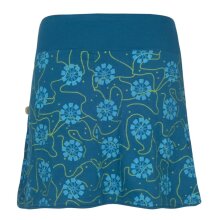 Vishes - Damen Baumwoll-Rock, 70er 80er Jahre Retro Blumen Muster bedruckt Taschen  türkis 42
