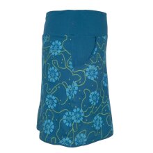Vishes - Damen Baumwoll-Rock, 70er 80er Jahre Retro Blumen Muster bedruckt Taschen  türkis 42