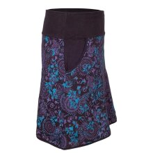 Vishes - Damen Baumwoll-Rock, 70er 80er Jahre Retro Mandala Blumen Muster bedruckt Taschen  schwarz 44