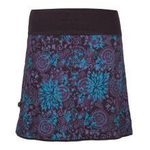 Vishes - Damen Baumwoll-Rock, 70er 80er Jahre Retro Mandala Blumen Muster bedruckt Taschen  schwarz 46