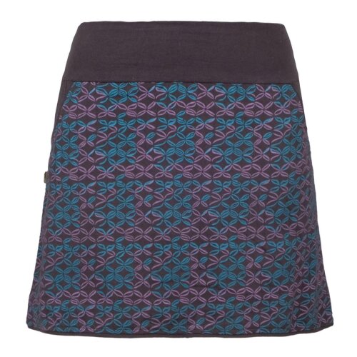 Vishes Kurzer Damen Baumwoll-Rock mit Facetten Bedruckt mit Taschen schwarz-türkis 40