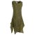 Vishes Damen knielanges Kleid Baumwolle Geometrisch Lagenlook Armlos olive 32-34