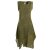 Vishes Damen knielanges Kleid Baumwolle Geometrisch Lagenlook Armlos olive 40