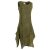 Vishes Damen knielanges Kleid Baumwolle Geometrisch Lagenlook Armlos olive 40