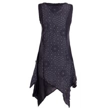 Vishes Damen knielanges Kleid Baumwolle Geometrisch Lagenlook Armlos schwarz 46