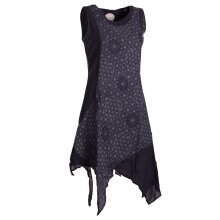 Vishes Damen knielanges Kleid Baumwolle Geometrisch Lagenlook Armlos schwarz 46