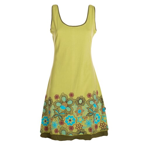 Vishes - Damen Longshirt-Kleid armlos Mini-Kleid Tunika-Kleid Shirtkleid hellgrün 38