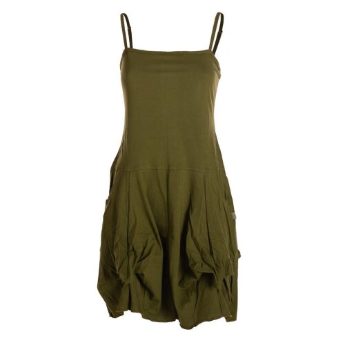 Vishes - Alternative Bekleidung - Damen Ballon-Kleid Tunika-Kleid Sommerkleid verstellbare Träger olive 40-42