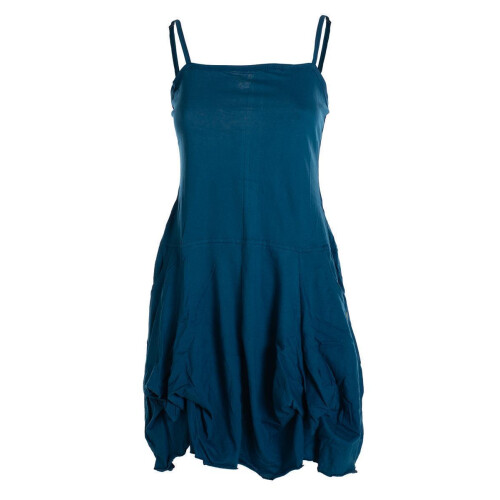 Vishes - Alternative Bekleidung - Damen Ballon-Kleid Tunika-Kleid Sommerkleid verstellbare Träger türkis 42