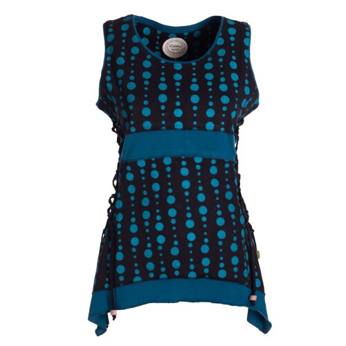 Vishes - Damen Sommer-Top Zipfel-Top Punkte T-Shirt mit Bändern zum Schnüren schwarz 44