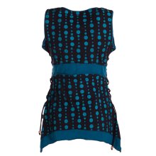 Vishes - Damen Sommer-Top Zipfel-Top Punkte T-Shirt mit Bändern zum Schnüren schwarz 46