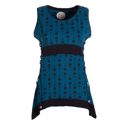 Vishes - Damen Sommer-Top Zipfel-Top Punkte T-Shirt mit Bändern zum Schnüren türkis 36