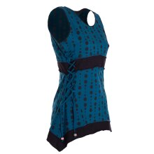 Vishes - Damen Sommer-Top Zipfel-Top Punkte T-Shirt mit Bändern zum Schnüren türkis 42