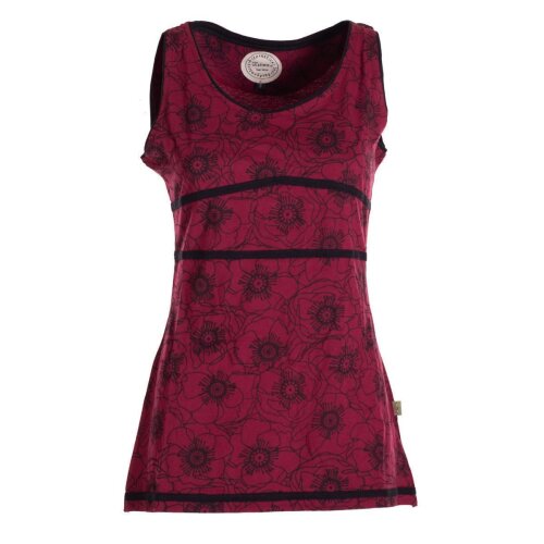 Vishes - Damen Sommer-Top Shirt Tank-Top Blümchen T-Shirt ärmellos dunkelrot 36-38