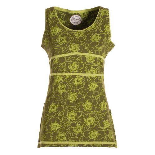 Vishes - Damen Sommer-Top Shirt Tank-Top Blümchen T-Shirt ärmellos olive 40-42