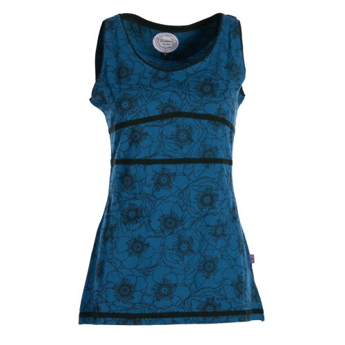 Vishes - Damen Sommer-Top Shirt Tank-Top Blümchen T-Shirt ärmellos türkis 40-42