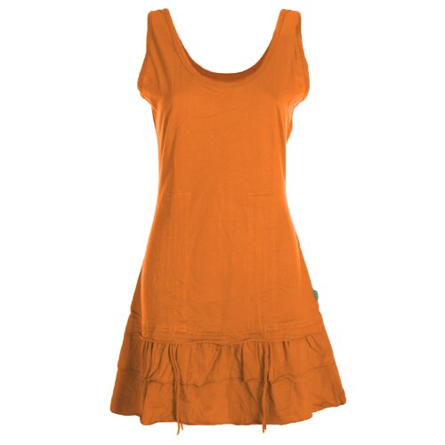 Vishes Minikleid Damen Trägerkleid Raffung Volant Verstellbar Boho orange 42