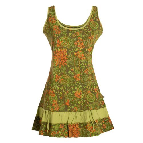 Vishes - Damen Lagen-Look Jersey-Tunika Sommerkleid Träger-Kleid olive 38