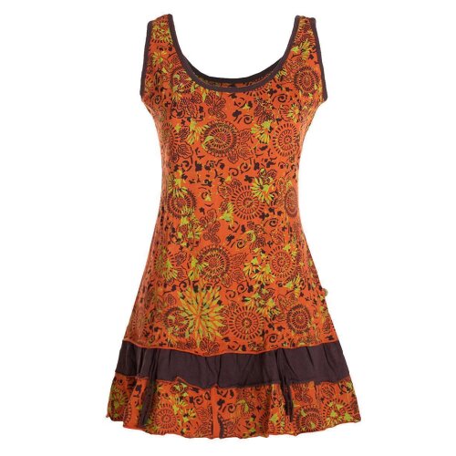 Vishes - Damen Lagen-Look Jersey-Tunika Sommerkleid Träger-Kleid orange 38