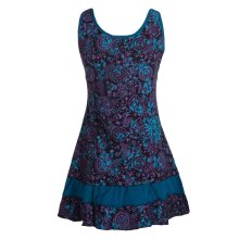 Vishes - Damen Lagen-Look Jersey-Tunika Sommerkleid Träger-Kleid schwarz 46