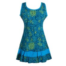 Vishes - Damen Lagen-Look Jersey-Tunika Sommerkleid Träger-Kleid türkis 40