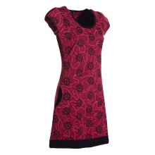 Vishes - Damen kurzarm Longshirt-Kleid Mini-Kleid Tunika-Kleid Shirt-Kleid dunkelrot 36