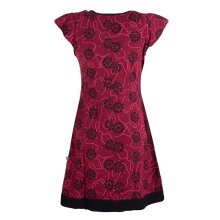 Vishes - Damen kurzarm Longshirt-Kleid Mini-Kleid Tunika-Kleid Shirt-Kleid dunkelrot 40