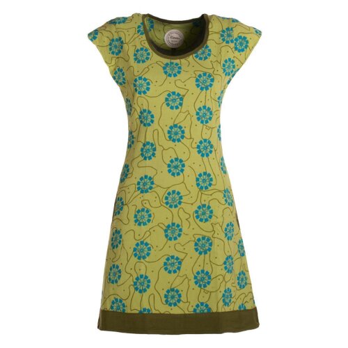 Vishes - Damen kurzarm Longshirt-Kleid Mini-Kleid Tunika-Kleid Shirt-Kleid hellgrün 36