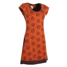 Vishes - Damen kurzarm Longshirt-Kleid Mini-Kleid Tunika-Kleid Shirt-Kleid orange 42