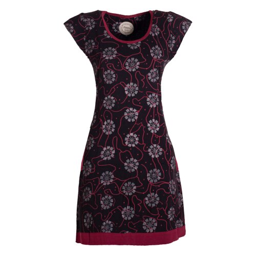 Vishes - Damen kurzarm Longshirt-Kleid Mini-Kleid Tunika-Kleid Shirt-Kleid schwarz 38