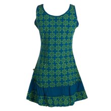 Vishes - Damen Lagen-Look Rüschen Jersey-Tunika Sommerkleid Träger-Kleid Türkis 40-42