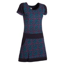 Vishes - Damen Longshirt-Kleid kurzarm Mini-Kleid Tunika-Kleid T-Shirtkleid Schwarz-Türkis 36