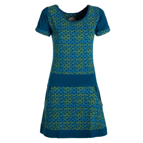 Vishes - Damen Longshirt-Kleid kurzarm Mini-Kleid Tunika-Kleid T-Shirtkleid Türkis 38