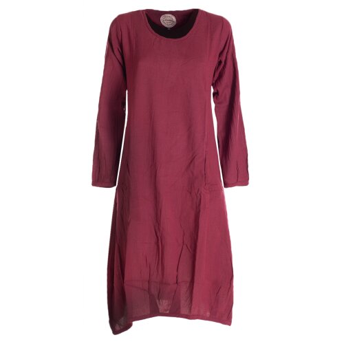 Vishes - Luftiges Damen Sommerkleid Langarm Longshirt-Kleid Shirt-Kleid dunkelrot 44