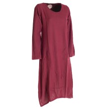 Vishes - Luftiges Damen Sommerkleid Langarm Longshirt-Kleid Shirt-Kleid dunkelrot 50