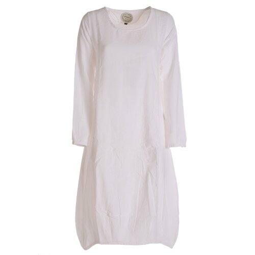 Vishes - Luftiges Damen Sommerkleid Langarm Longshirt-Kleid Shirt-Kleid weiß 44