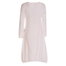 Vishes - Luftiges Damen Sommerkleid Langarm Longshirt-Kleid Shirt-Kleid weiß 44