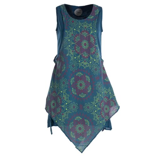 Vishes Lagenlook Kleid Damen Mandala Print Zipfel Baumwolle ärmellos