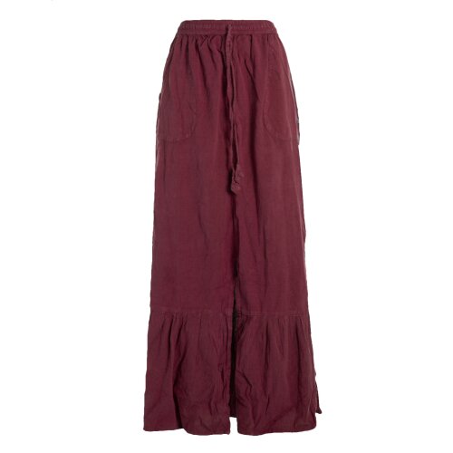 Vishes Damen langer Rock Baumwolle Casual elastischer Bund mit Taschen dunkelrot 38