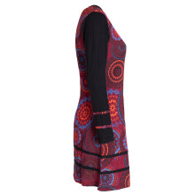 Vishes  - Damen Langarm Longshirt-Kleid Sweatkleid Shirt-Kleid Madalas dunkelrot 46