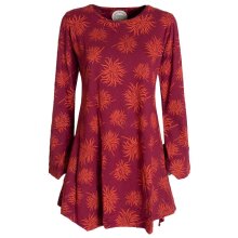 Vishes - Langarm Damen Blumen-Tunika Shirt-Kleid...