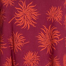 Vishes - Langarm Damen Blumen-Tunika Shirt-Kleid Glockenärmel Baumwolle dunkelrot 44