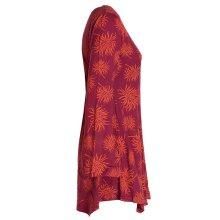 Vishes - Langarm Damen Blumen-Tunika Shirt-Kleid Glockenärmel Baumwolle dunkelrot 44