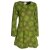 Vishes - Langarm Damen Blumen-Tunika Shirt-Kleid Glockenärmel Baumwolle olive 36-38