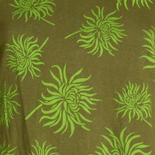 Vishes - Langarm Damen Blumen-Tunika Shirt-Kleid Glockenärmel Baumwolle olive 44