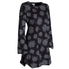 Vishes - Langarm Damen Blumen-Tunika Shirt-Kleid Glockenärmel Baumwolle schwarz 40