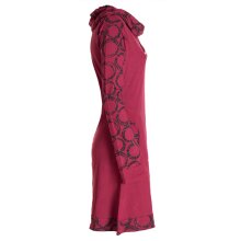 Vishes - Damen Lang-arm Kleid Schal-Kleid Winterkleider Baumwollkleid dunkelrot 42